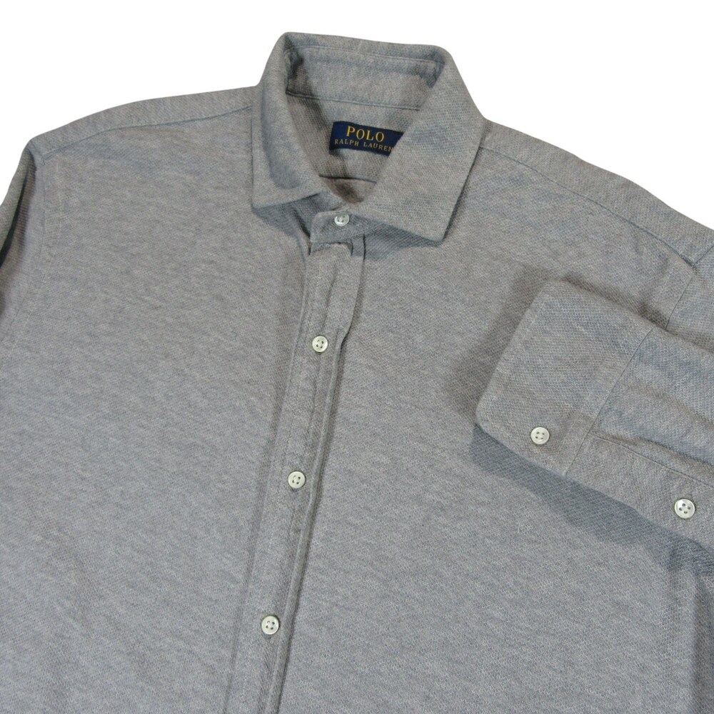 Polo‎ Ralph Lauren Mens Button Down Shirt L Light Gray Heathered Fleece